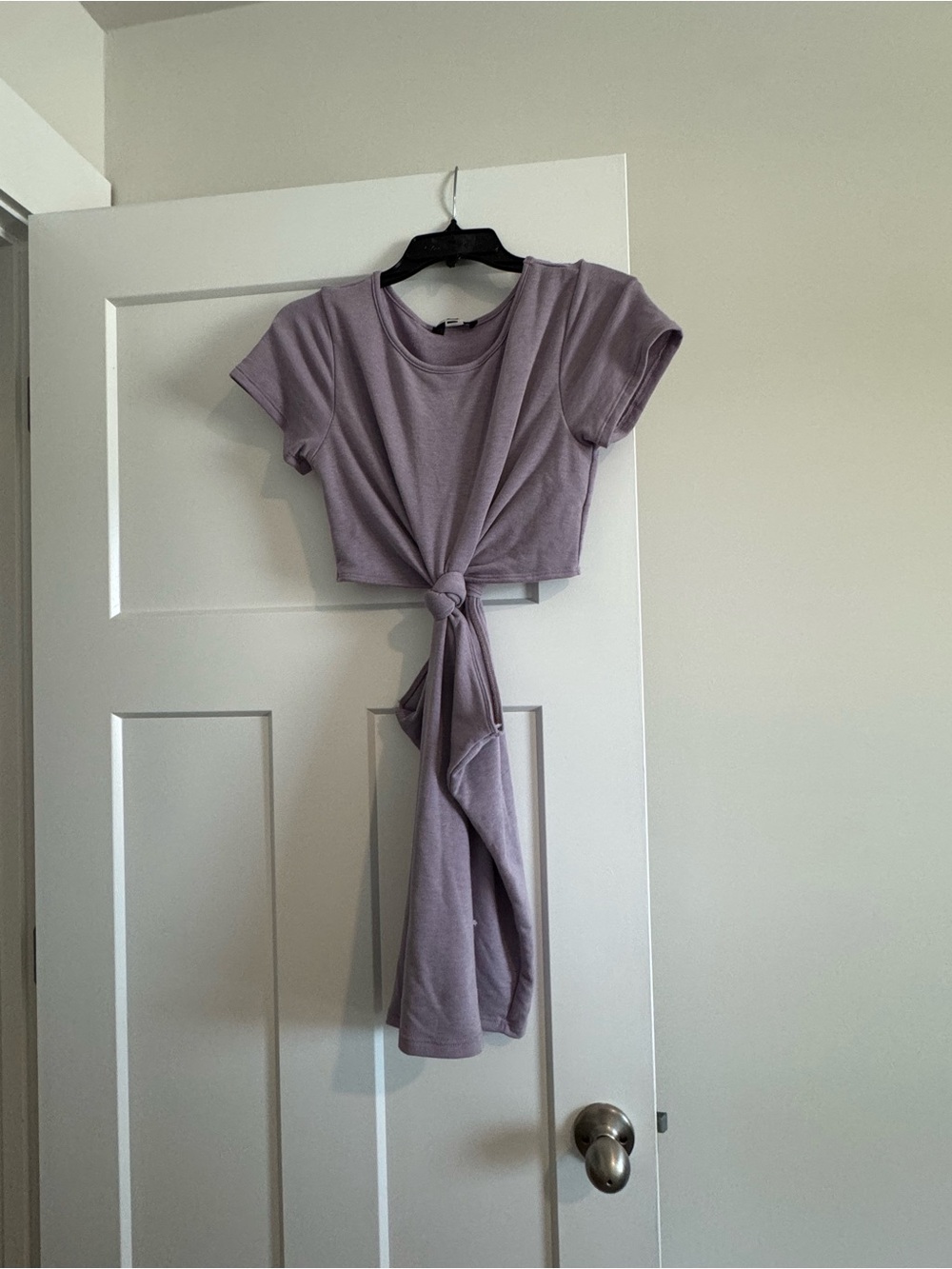Lulus cut out Tie-Front Tee Dress in Dusty Lavender